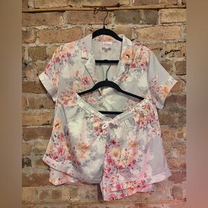 Seline Lounge Bespoke Loungewear Faux Satin Floral Pajama Short Set